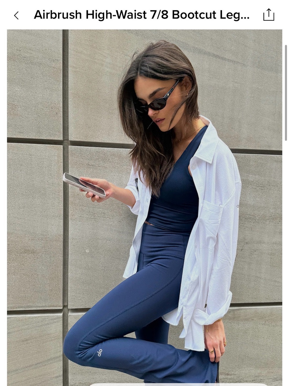 ALO Yoga Airbrush High-Waist 7/8 Bootcut Leggings in Navy